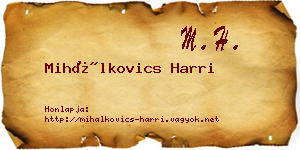 Mihálkovics Harri névjegykártya